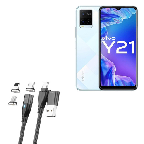 BoxWave Cable Compatible with vivo Y21 - MagnetoSnap PD AllCharge Cable (100W), Magnet PD 100W Charging Cable USB Type-C Micro USB for vivo Y21 - Jet Black BoxWave Cable Compatible with vivo Y21 - MagnetoSnap PD AllCharge Cable (100W), Magnet PD 100W Charging Cable USB Type-C Micro USB for vivo Y21 - Jet Black