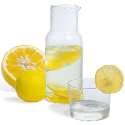 Bedside Carafe, 25 oz Bedside Water Carafe and Glass Set, Night Glass Water Carafe with Lid, Mouthwash Dispenser for Bathroom, Glass Carafe for Cold/Hot Drink, for Nightstand, Guest Room