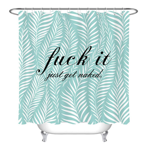 LB Tropical Palm Leaf Shower Curtain Set Funny Quotes Fuck it Get Naked Green White Shower Curtains for Bathroom with Hooks 72x72 inch Waterproof Polyester Fabric Bathroom Decorations LB Tropical Palm Leaf Shower Curtain Set Funny Quotes Fuck it Get Naked Green White Shower Curtains for Bathroom with Hooks 72x72 inch Waterproof Polyester Fabric Bathroom Decorations