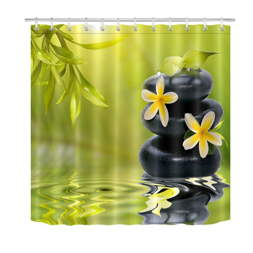 LB Spa Zen Stone Shower Curtains for Bathroom,Bamboo Orchid Yoga Floral Shower Curtain Set with Hooks,72x78 inch Extra Long Polyester Fabric Waterproof LB Spa Zen Stone Shower Curtains for Bathroom,Bamboo Orchid Yoga Floral Shower Curtain Set with Hooks,72x78 inch Extra Long Polyester Fabric Waterproof