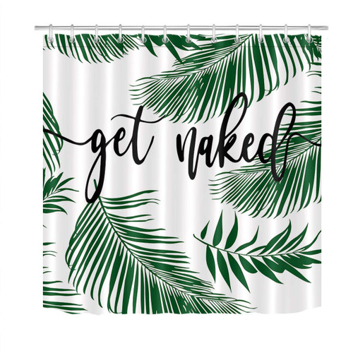 LB Palm Leaf Get Naked Shower Curtains for Bathroom Funny Quotes Black Font Print on Tropical Green Leaf Shower Curtain Set with Hooks 72x78 inch Waterproof Polyester Fabric Bathroom Decorations LB Palm Leaf Get Naked Shower Curtains for Bathroom Funny Quotes Black Font Print on Tropical Green Leaf Shower Curtain Set with Hooks 72x78 inch Waterproof Polyester Fabric Bathroom Decorations