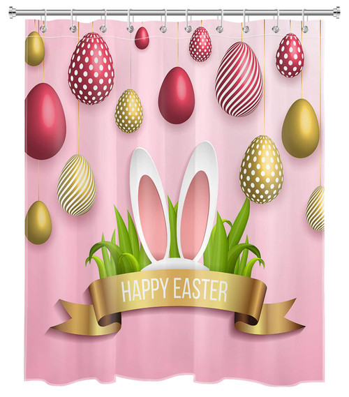 LB Easter Shower Curtain Set Cartoon Bunny in Grass Colorful Easter Egg Shower Curtains for Bathroom Spring Festival Decorations with Hooks 58x72 inch Waterproof Polyester Fabric LB Easter Shower Curtain Set Cartoon Bunny in Grass Colorful Easter Egg Shower Curtains for Bathroom Spring Festival Decorations with Hooks 58x72 inch Waterproof Polyester Fabric