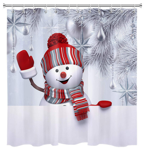 LB Christmas Snowman Shower Curtains for Bathroom Grey Christmas Ball Pine Winter Shower Curtain Set with Hooks Decoration 72x78 inch Waterproof Polyester Fabric LB Christmas Snowman Shower Curtains for Bathroom Grey Christmas Ball Pine Winter Shower Curtain Set with Hooks Decoration 72x78 inch Waterproof Polyester Fabric