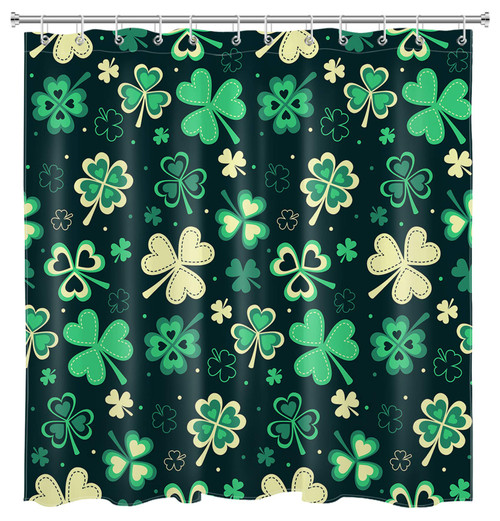 LB St. Patrick's Day Shower Curtain Set Clover Lucky Green Leaves Irish Shamrock Shower Curtains for Bathroom Decoration with Hooks 72x78 inch Extra Long Waterproof Polyester Fabric