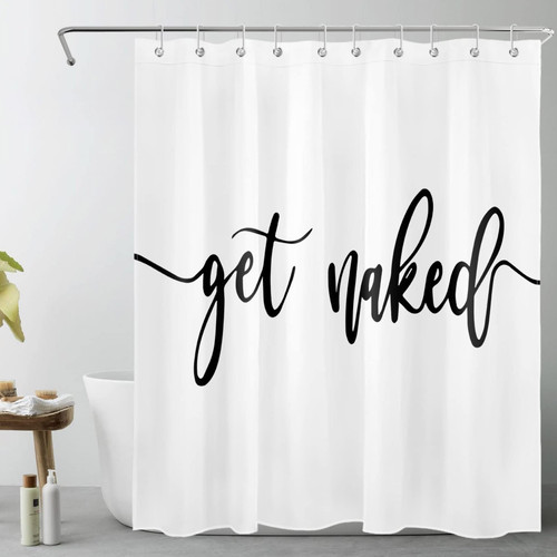 LB Get Naked Shower Curtain Funny Quotes Words Black and White Shower Curtains for Bathroom with Hooks 60x72 inch Polyester Fabric Bathroom Curtains Shower Set LB Get Naked Shower Curtain Funny Quotes Words Black and White Shower Curtains for Bathroom with Hooks 60x72 inch Polyester Fabric Bathroom Curtains Shower Set