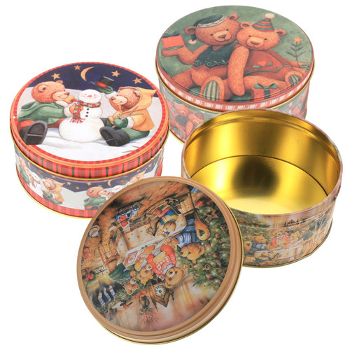 BESTOYARD 3pcs Boxes Overtake Metal Storage Box Metal Container with Lid Gift Boxes for Presents Mint Tins Santa Candy Tin Containers with Lids Candy Container Storage Jar Biscuits Box Iron