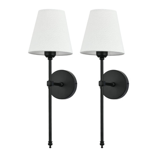 Bsmathom Wall Sconces Sets of 2, Rustic Industrial Wall Lamps, Hardwired Column Stand Sconces Wall Lighting, Bathroom Vanity Light Fixture with Fabric Shade for Bedroom Living Room Kitchen, Black Bsmathom Wall Sconces Sets of 2, Rustic Industrial Wall Lamps, Hardwired Column Stand Sconces Wall Lighting, Bathroom Vanity Light Fixture with Fabric Shade for Bedroom Living Room Kitchen, Black