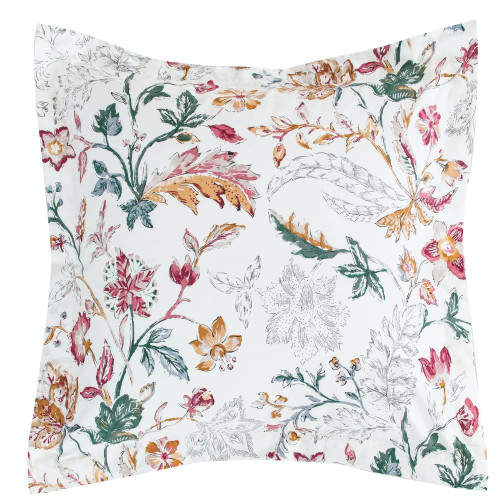 DAUAOTO Botanic Floral Pattern Cotton Shams Pillow Cover 2 Pieces Set 26"x26" Euro Size Pillowcases, Aesthetic Farmhouse Style