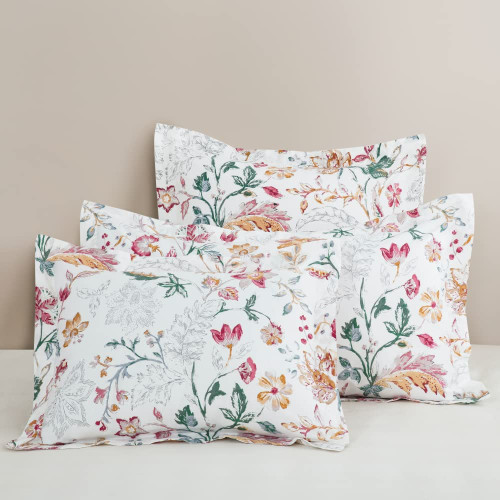 DAUAOTO Botanic Floral Print Cotton Shams Pillow Cover 2 Pieces Set 20"x36" King Size Pillowcases, Aesthetic Farmhouse Style