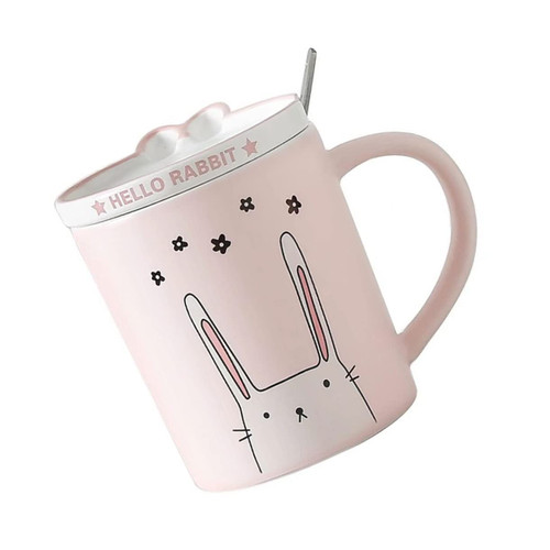 BESTOYARD Rabbit Coffee Mug 1 Set Rabbit Ceramic Water Cup Mug Cups with Lid Espresso Cups Rabbit Coffee Cup Easter Coffee Cups Adorable Bunny Cup Bunny Printed Cup Ceramics