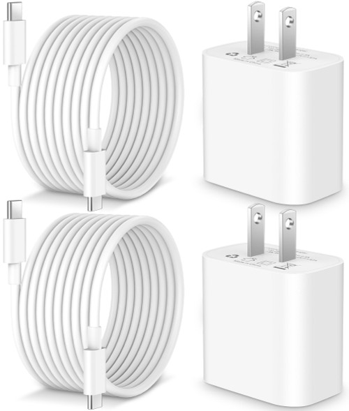 [Apple Certified] 20W USB C Fast Charger for iPad Pro 12.9/11 inch 2022/2021/2020/2018, iPad Air 5th/4th, iPad 10th Generation, iPad Mini 6, 2Pack PD Fast Charger Block with 10FT Long USB C to C Cable