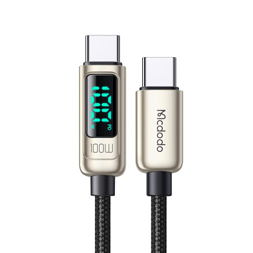 mcdodo USB C to USB C Cable Type C Charger Fast Charging Cable 100W with LED Display C Type Fast Charging Cable Nylon Braided USB-C Cord for Samsung iPad Pro MacBook Google