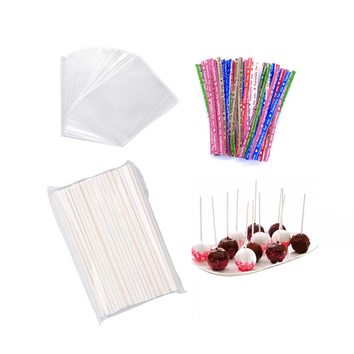 Fiocirr 300 PCS Cake Pop kit, Including 100ct 6-inch Cake Pop Sticks, 100ct Clear Candy Treat Bags Parcel, 100ct Twist Ties for Cake pop, Lollipop, Hard Candy, Suckers, Chocolate Fiocirr 300 PCS Cake Pop kit, Including 100ct 6-inch Cake Pop Sticks, 100ct Clear Candy Treat Bags Parcel, 100ct Twist Ties for Cake pop, Lollipop, Hard Candy, Suckers, Chocolate