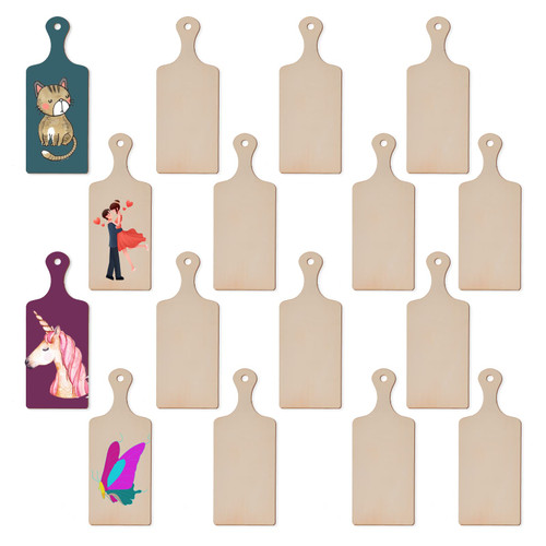 16 Pieces Mini Wooden Cutting Board With Handle Paddle Small Cheese Chopping Kitchen Board Wooden Cooking Serving Charcuterie Board For Kitchen Decor Crafts Diy (9.5 * 3.5 Inches)