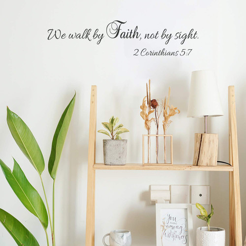 Vinyl Wall Art Decal - We Walk by Faith, Not by Sight 2 Corinthians 5:7 - Modern Inspirational Lovely Faith Quote Sticker For Home Bedroom Closet Living Room Family Room Religious Center Storefront Decor Vinyl Wall Art Decal - We Walk by Faith, Not by Sight 2 Corinthians 5:7 - Modern Inspirational Lovely Faith Quote Sticker For Home Bedroom Closet Living Room Family Room Religious Center Storefront Decor