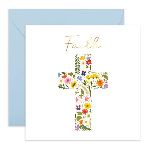 CENTRAL 23 Easter Cards with Envelopes - Religious Card - Baptism Card for Christian Brother or Sister - Christening, Communion - Religious Birthday Card - Floral - 'Faith' - Sympathy Card
