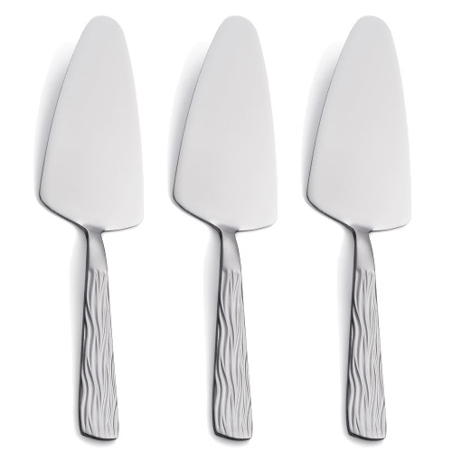 Seeshine Silver Cake Server, 9.3-inch Stainless Steel Pie Server, Pizza Server of 3, Pie Server Spatula, Cake and Pie Servers, Dishwasher Safe