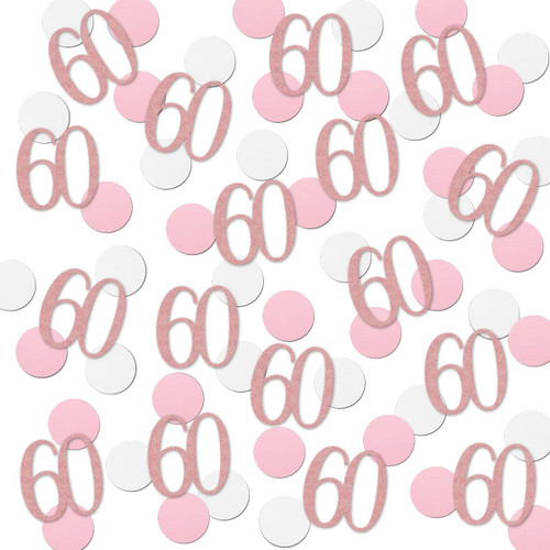 Rose Gold 60 Confetti, 60th Glitter Birthday Number Confetti, 200pcs Anniversary Party Table Decoration Supplies