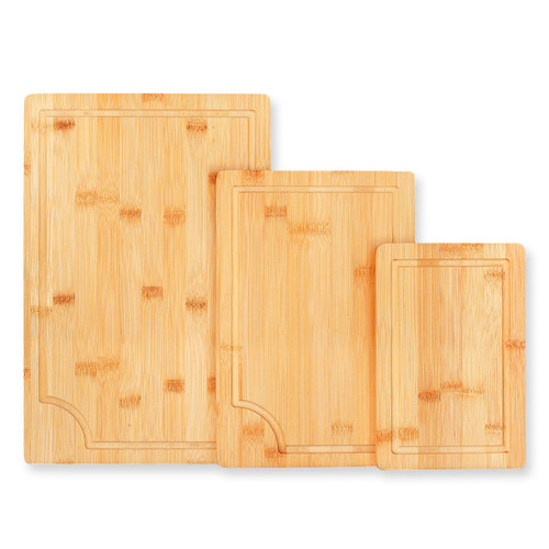 Olioeiao Bamboo cutting board set for Kitchen- chopping board set, wooden cutting boards for kitchen with Handles and Juice Grooves for Meat Vegetables Fruits and Cheese
