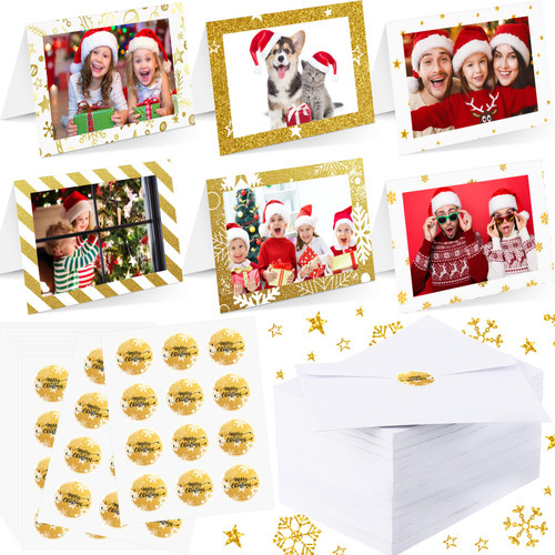 120 Set Christmas Photo Frame Greeting Cards with Photo Insert Bulk Vintage Christmas Cards Pictures Holiday Cards Assortment with Envelopes and Stickers for 4" x 6" Photos 120 Set Christmas Photo Frame Greeting Cards with Photo Insert Bulk Vintage Christmas Cards Pictures Holiday Cards Assortment with Envelopes and Stickers for 4" x 6" Photos