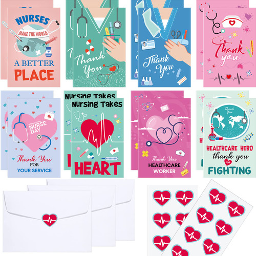 240 Sets Nurse Graduation Appreciate Gift Card Bulk Thank You Cards for Nurses with Envelopes Nursing Cards Bulk Healthcare Medical Graduation Party Gift for Nurse Gifts Doctors Emts Essential Workers