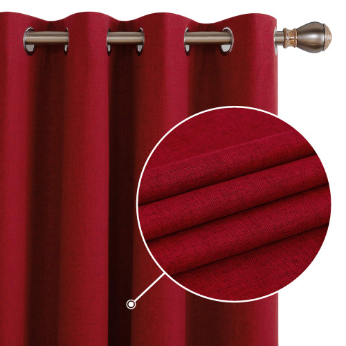 Deconovo 100% Blackout Grommet Curtains with Grey Coating, 72 Inch Length Red Curtains, Noise Cancelling Grommet Window Drapes, Full Light Blocking Window Shades(Red, 52W x 72L Inch, 2 Panels)