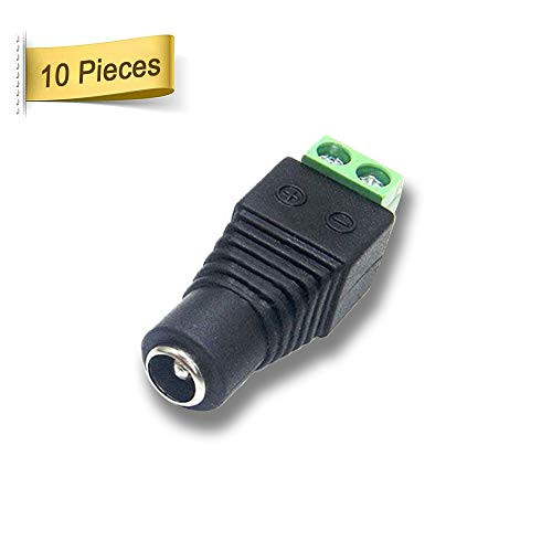 Female DC Power Cable Wire Connector 5.5 2.1mm for CCTV Camera, 12V 5050/3528/5630 LED Strip Lights and More
