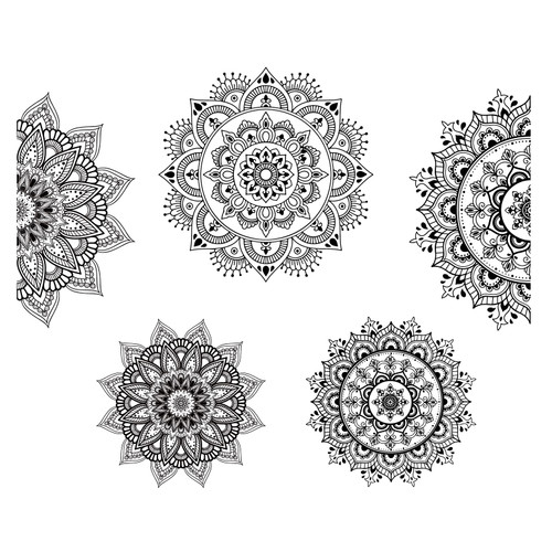 SUPERDANT 6 Pieces Boho Mandala Wall Stickers Half Bohemian Vinyl Wall Decals Indian Flower Stickers Indian Namaste Flower Decoration for Bedroom Living Room Yoga Studio Decor
