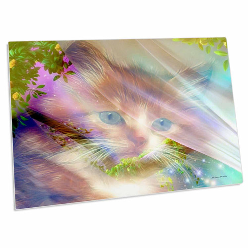 3dRose Orange Domestic Kitten Behind A Curtain - Desk Pad Place Mats (dpd-18501-1)