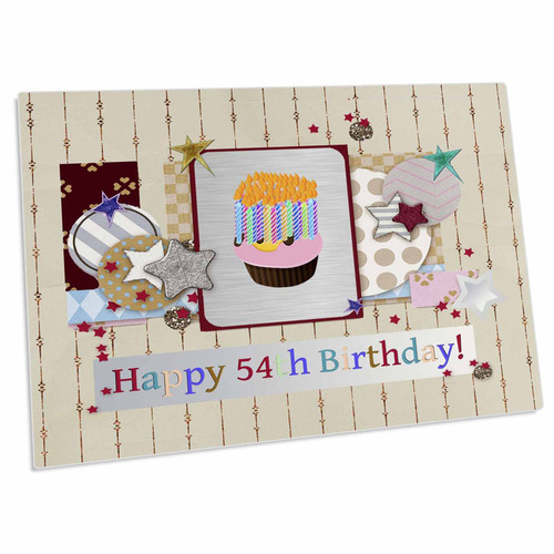 3dRose Collage of Stars, Cupcake, and Candle, Happy 54th... - Desk Pad Place Mats (dpd-243686-1)