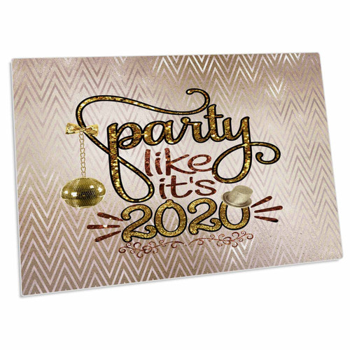 3dRose Image of Party Like 2020, Hat, Disco Ball with Bow on... - Desk Pad Place Mats (dpd-329062-1)