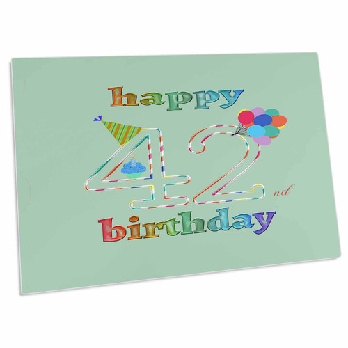 3dRose Happy 42nd Birthday, Cupcake with Candle, Balloons,... - Desk Pad Place Mats (dpd-351669-1)