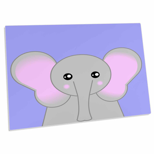 3dRose Cute Elephant - All Ears Blue - Desk Pad Place Mats (dpd-57087-1)