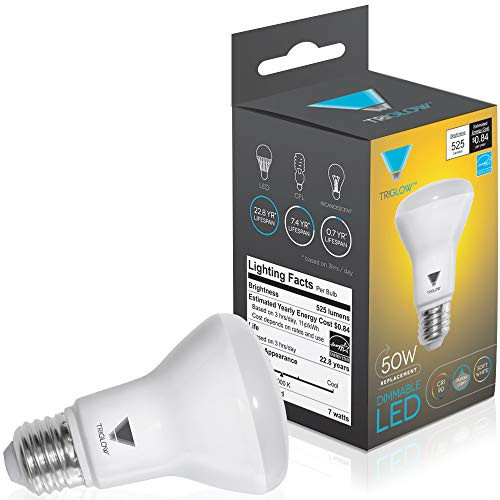 TriGlow T99007 LED 7-Watt (50W Equivalent) BR20 Bulb, DIMMABLE 3000K (Soft White Color) 525 Lumen, UL Listed and Energy Star Certified
