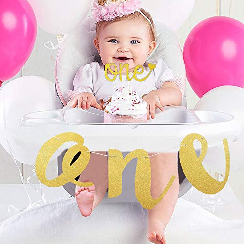Pinlook 1st First Birthday Banner Set ONE Banner High Chair and One Cake Topper Glitter Gold Banner?9.8ft, 250g? Pinlook 1st First Birthday Banner Set ONE Banner High Chair and One Cake Topper Glitter Gold Banner?9.8ft, 250g?