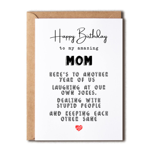 KrysDesigns Birthday Card Mom - Greeting Card - For Mom - Happy Birthday To My Amazing Mom - Funny Card For Mom - Quote Queen Cards