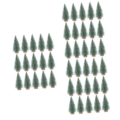 BESTOYARD 45 Pcs Mini Christmas Tree Kid Gifts Wooden Decor Artificial Christmas Tree Xmas Tree Miniature Xmas Tree with Wooden Base Micro Landscape Trees Xmas Gift Fake Tree Small