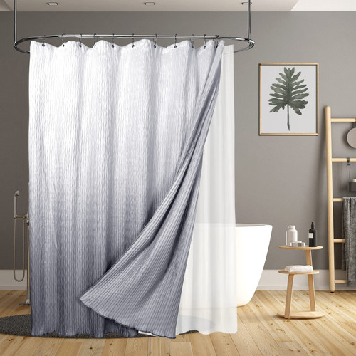 Eastern Grey Shower Curtain with Liner and Hooks, Ombre Gray Shower Curtains for Bathroom, Wavy Textured Fabric Shower Curtain Liner, Waterproof, Machine Washable (Grey and White, 72 x 72 inches) Eastern Grey Shower Curtain with Liner and Hooks, Ombre Gray Shower Curtains for Bathroom, Wavy Textured Fabric Shower Curtain Liner, Waterproof, Machine Washable (Grey and White, 72 x 72 inches)