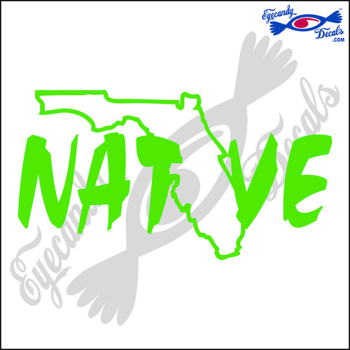 Eyecandy Decals Florida Native 6 INCH Decal Sticker Lime Green