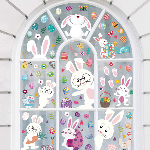 emzrivo Easter Window Clings, 126 PCS Easter Window Stickers Easter Window Clings for Glass Windows Bunny Easter Eggs Decals for Easter and Spring Window Decoration (9 Sheets) emzrivo Easter Window Clings, 126 PCS Easter Window Stickers Easter Window Clings for Glass Windows Bunny Easter Eggs Decals for Easter and Spring Window Decoration (9 Sheets)