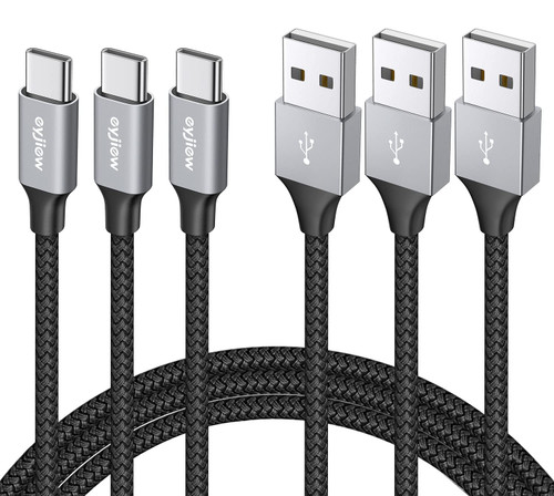 USB Type C Cable [3ft, 3-Pack], eyjiew USB A to USB C Cord 3A Fast Charging Braided Compatible with Samsung Galaxy S22/S22 Ultra S21/S21+/S21 Ultra S20/S20+ S10 S9 A71 A72 A70 A80 A90, Pixel, LG, Moto