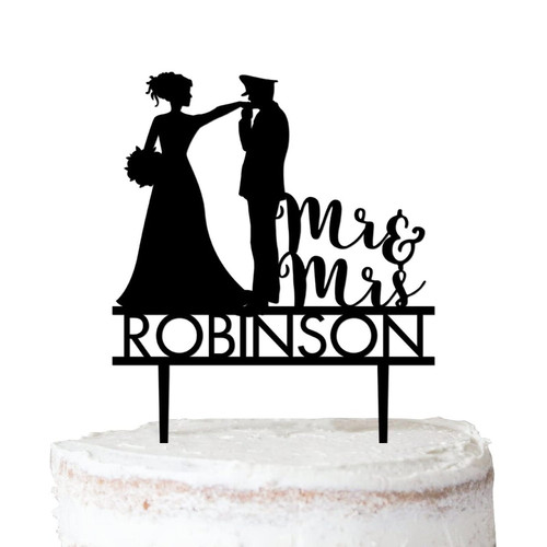 Acrylic Personalized Wedding Cake Toppers Bride And Groom Mr & Mrs Black Cake Topper Figures Cake Decoration Party Supplies for Wedding Top Engagement Anniversary style271