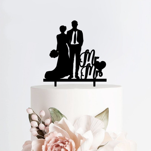 Acrylic Personalized Wedding Cake Toppers Bride And Groom Mr & Mrs Black Cake Topper Rustic Country Cake Decoration Topper for Wedding Top Engagement Anniversary style355
