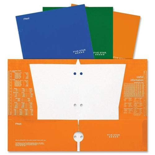3 pack Five Star Pocket Folders, 4-Pocket, Assorted Random Colors
