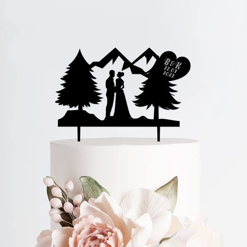 Acrylic Personalized Wedding Cake Toppers Bride And Groom Mr & Mrs Black Cake Topper Figures Cake Decoration Topper for Wedding Top Engagement Anniversary style552