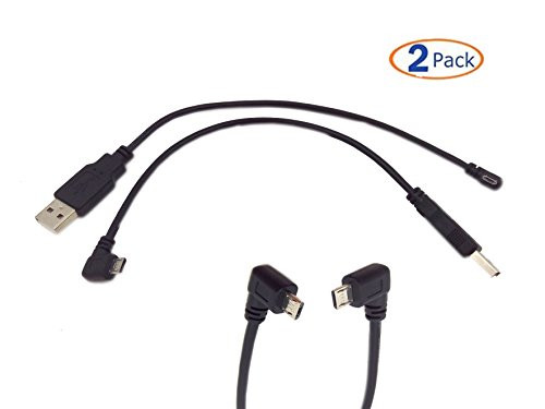 Wpeng (1-Set) Left/Right Micro USB Cable Cord , 10 inch USB 2.0 Male to Micro USB 90 degree Angled Male Charging Cable Cord (USB2.0/micro)