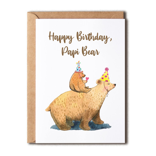 OystersPearl Happy Birthday - Papi Bear Greeting Card - Happy Birthday Papi Bear - Papi Bear For Card - Greeting Card - Bear Card