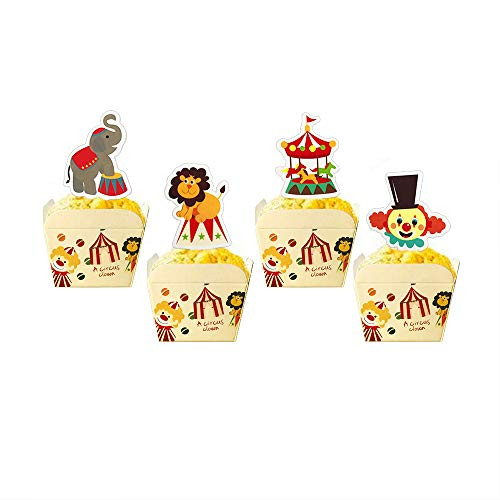 Circus Animal Cake Cupcake Toppers and Cups for Party Carnival Decorations 24 Cake Toppers and 24 Cupcake Cups