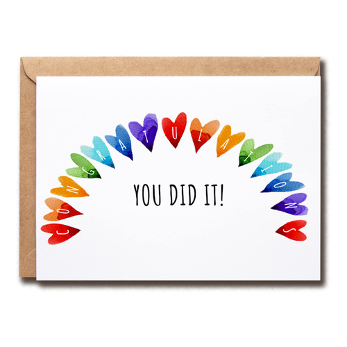 You Did It - Congratulations You Did It Card. Rainbow Congratulations Greeting Card. Well Done Handmade Card - Meaningful Greeting Cards.