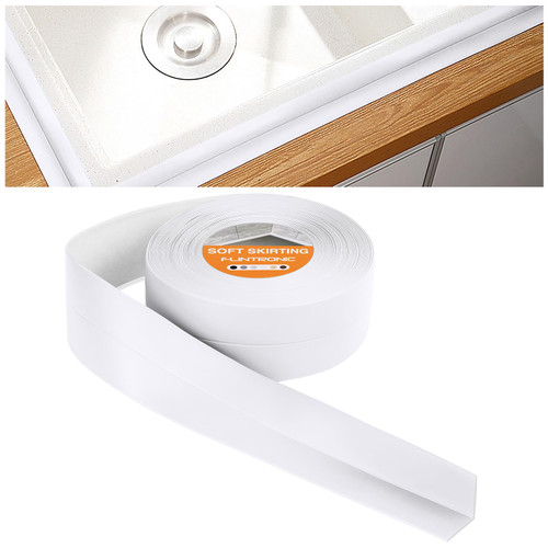 flintronic Caulk Tape, Bath & Kitchen Caulk Tape Sealant Strip, 1.5" x 14.8Ft Self Adhesive Tub and Wall Sealing Tape Caulk Sealer for Bathroom, Toilet, Kitchen Countertop and Sink Edge Protector